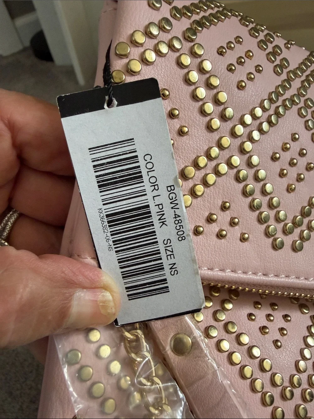 Lulu's Blush Pink Studded Fold-Over Wristlet Clutch